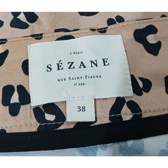 Sezane womens 38eu / usa 6 leopard midi viscose silk skirt tan excellent condt - Picture 5 of 7